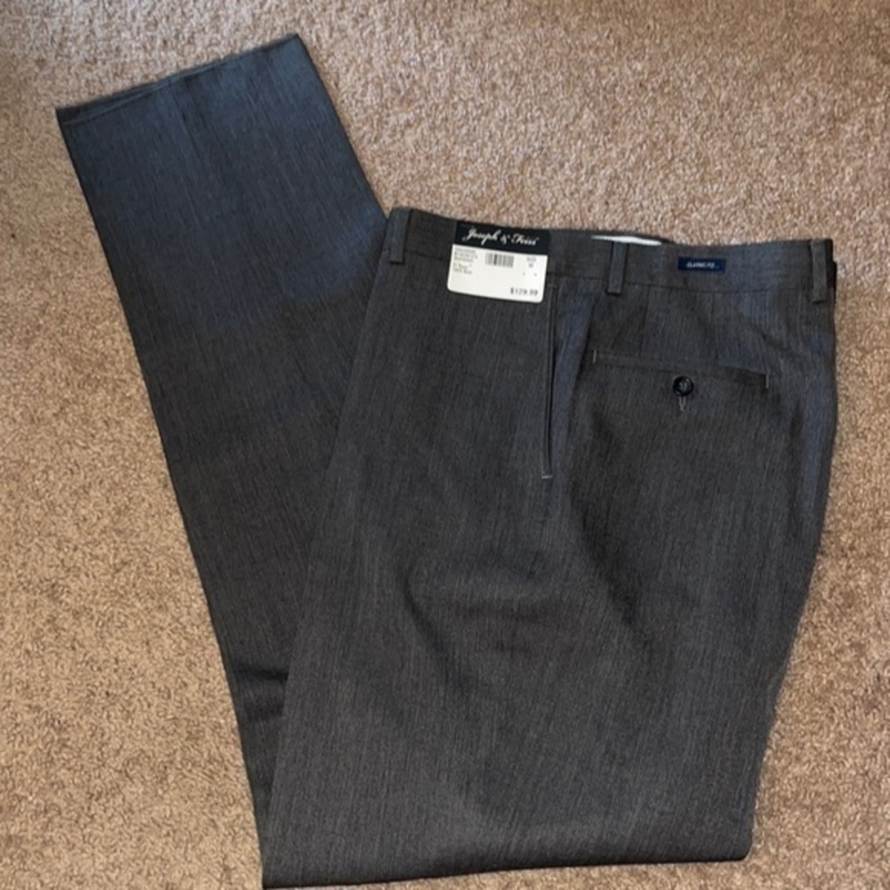 Joseph & Feiss charcoal gray flat front wool dress pants NWT size 40
